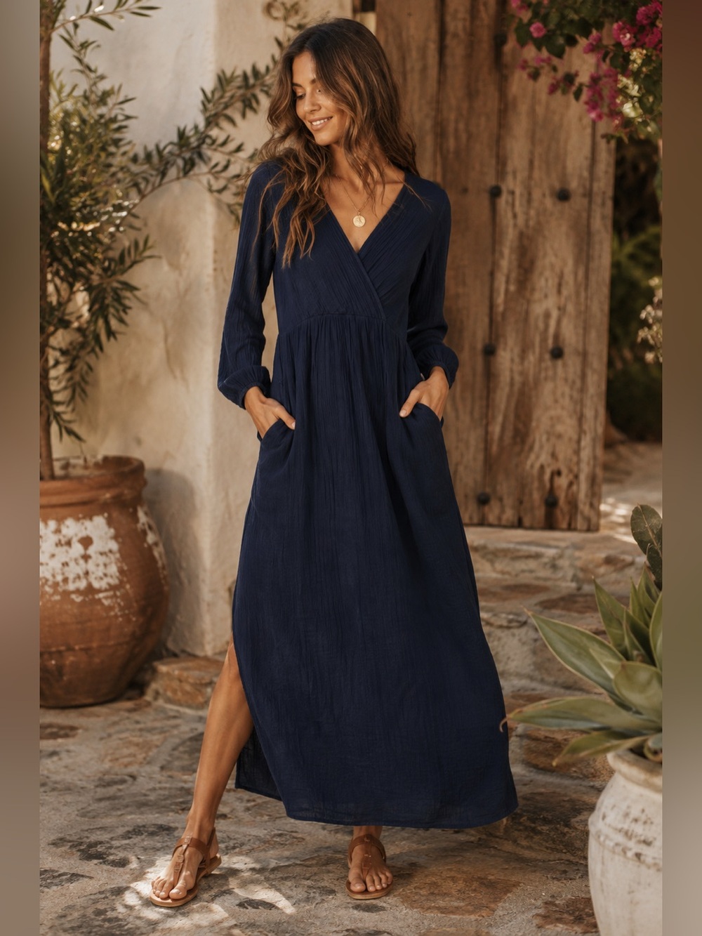 XiRENA | Phee Maxi Dress Navy North Star Double Gauze Cotton - Size XS